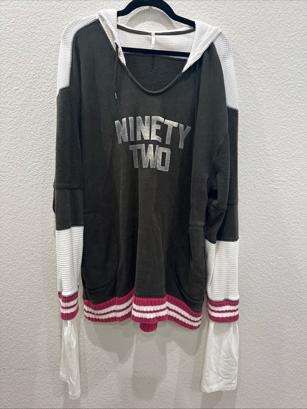 FREE PEOPLE NAOMI "NINETY TWO" Hoodie Long Sleeve Black Women’s Size Medium